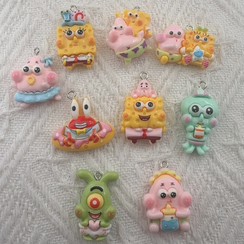 Resin - 10 buah liontin resin kartun, anting-anting